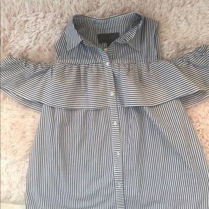 🌱ANTHROPOLOGIE🌱NWT Blue & White Stripe Shirt MED